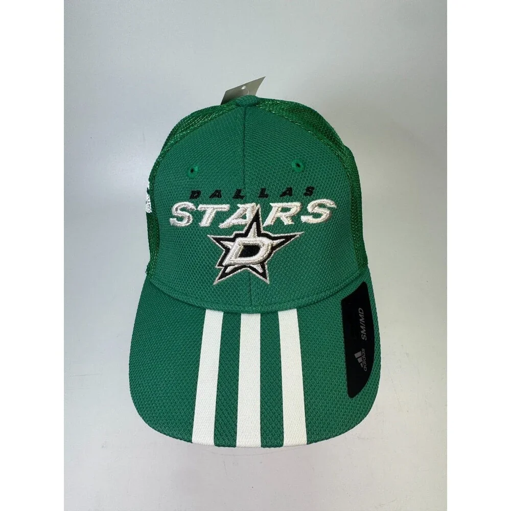 Adidas Dallas Stars NHL Structured Flex Hat Green S/M FitMax 70 Sample Cap NWT